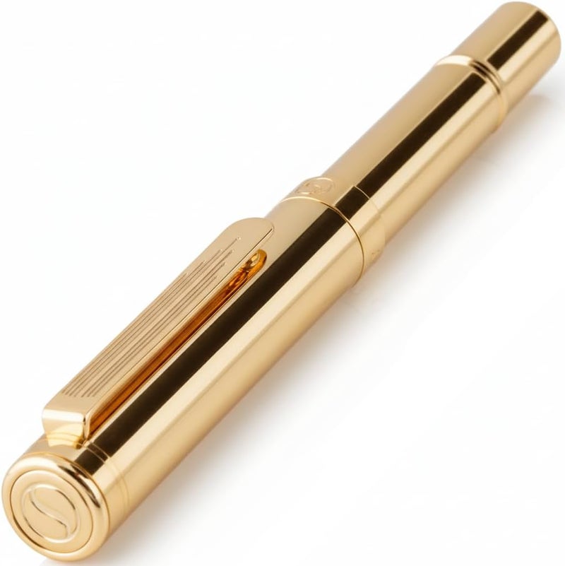Scriveiner Heavy Gold Rollerball Pen, Award Winning Luxury Pocket Pen with gold plating Finish, German Schmidt Refill, Best EDC Writing Gift Set for Men & Women, Nice Fancy - Image 1